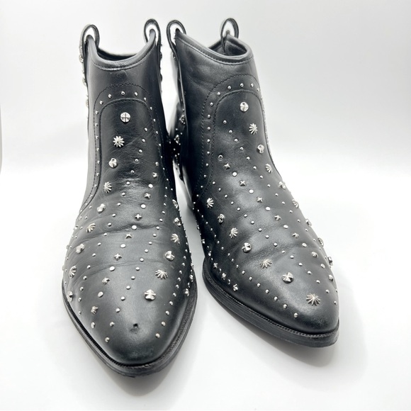 Sam Edelman Brian Black Leather Western  Star Studded Ankle Booties Size 9 - Picture 2 of 11